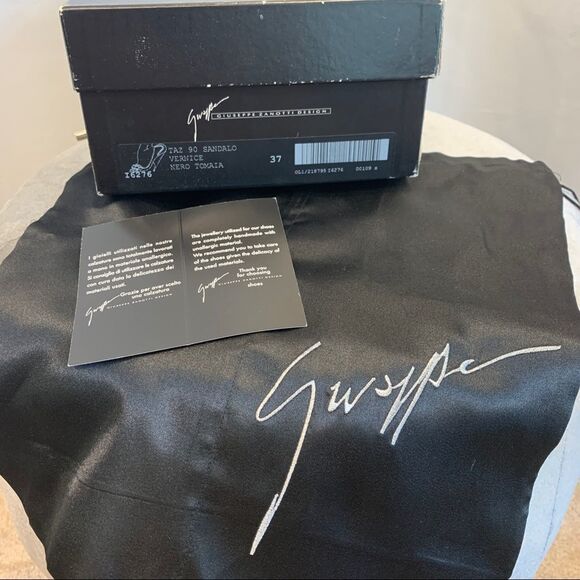 GIUSEPPE Zanotti Black patent crystal rhinestone velvet formal evening high heel - Picture 11 of 12